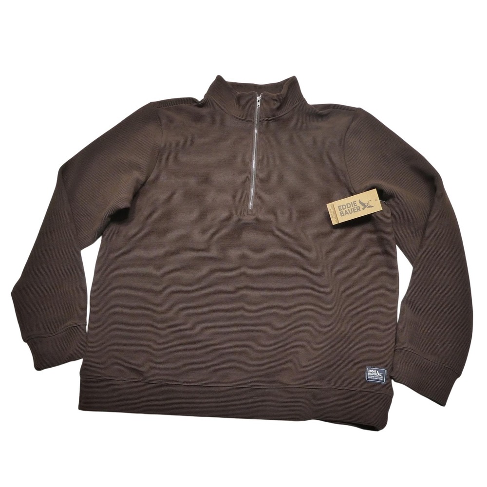 Eddie Bauer Forest Trail Pullover Mens XL Brown 1/4 Zip Long Sleeve Casual